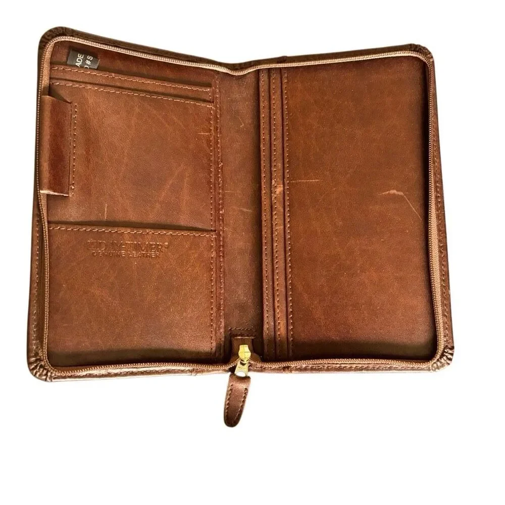 Day-Timer 7 1/2” x 4 1/2” Brown Genuine Leather Planner